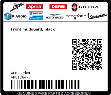 Product image: Aprilia - AP8126477 - Front mudguard, black  0