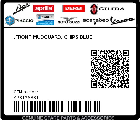 Product image: Aprilia - AP8126831 - .FRONT MUDGUARD, CHIPS BLUE  0