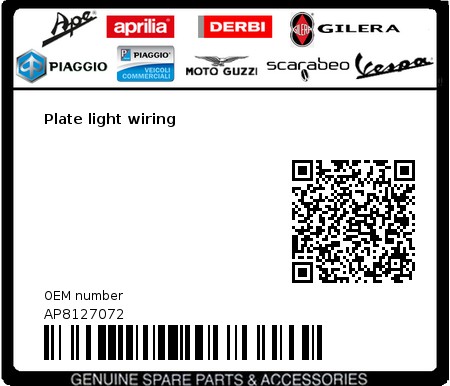 Product image: Aprilia - AP8127072 - Plate light wiring  0