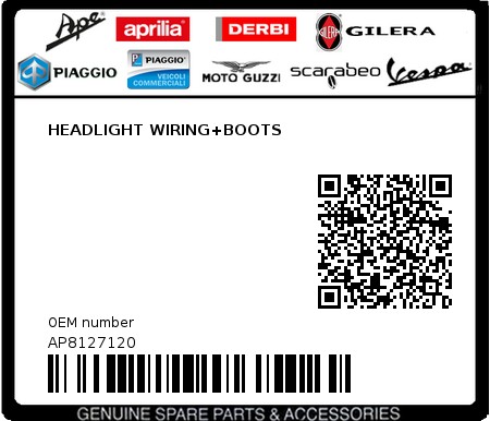 Product image: Aprilia - AP8127120 - HEADLIGHT WIRING+BOOTS  0