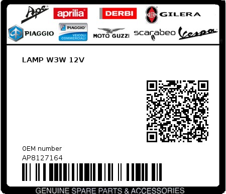 Product image: Aprilia - AP8127164 - LAMP W3W 12V  0