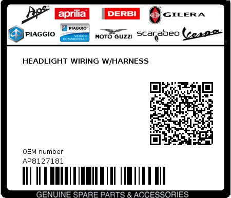 Product image: Aprilia - AP8127181 - HEADLIGHT WIRING W/HARNESS  0