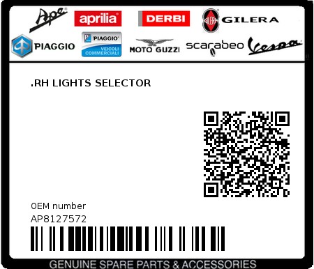 Product image: Aprilia - AP8127572 - .RH LIGHTS SELECTOR  0