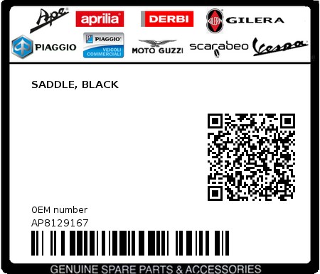 Product image: Aprilia - AP8129167 - SADDLE, BLACK  0