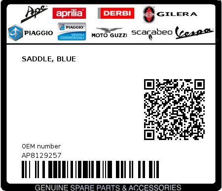 Product image: Aprilia - AP8129257 - SADDLE, BLUE  0