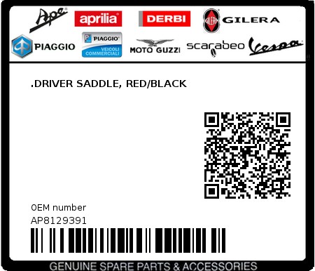 Product image: Aprilia - AP8129391 - .DRIVER SADDLE, RED/BLACK  0