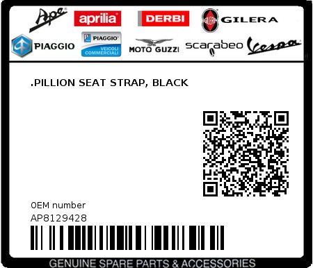 Product image: Aprilia - AP8129428 - .PILLION SEAT STRAP, BLACK  0