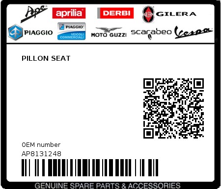 Product image: Aprilia - AP8131248 - PILLON SEAT  0