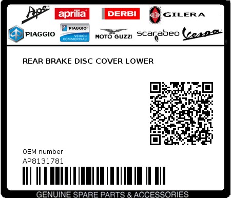 Product image: Aprilia - AP8131781 - REAR BRAKE DISC COVER LOWER  0