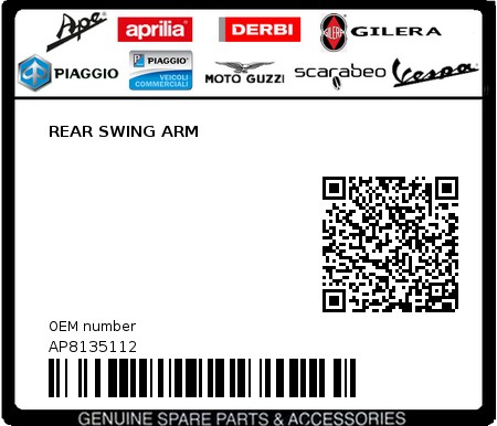 Product image: Aprilia - AP8135112 - REAR SWING ARM  0