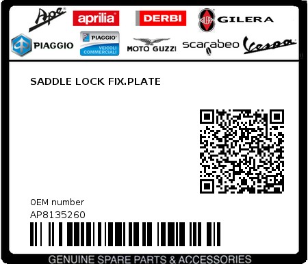 Product image: Aprilia - AP8135260 - SADDLE LOCK FIX.PLATE  0
