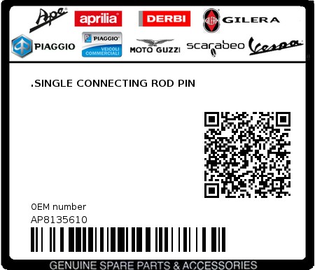 Product image: Aprilia - AP8135610 - .SINGLE CONNECTING ROD PIN  0
