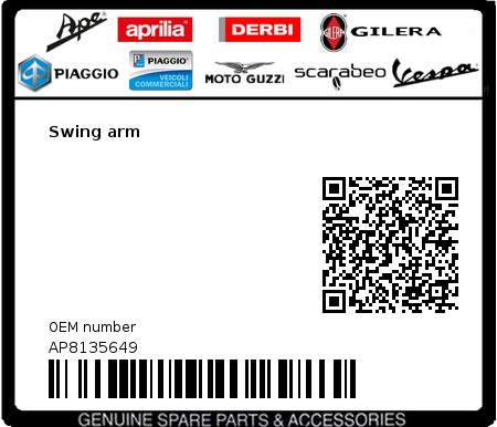 Product image: Aprilia - AP8135649 - Swing arm  0