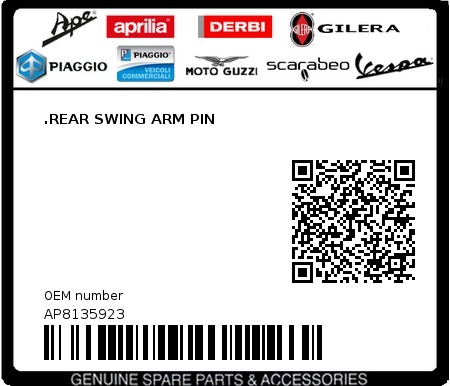 Product image: Aprilia - AP8135923 - .REAR SWING ARM PIN  0