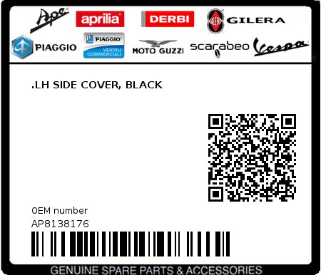 Product image: Aprilia - AP8138176 - .LH SIDE COVER, BLACK  0
