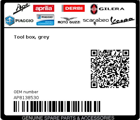 Product image: Aprilia - AP8138530 - Tool box, grey  0