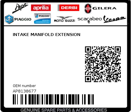Product image: Aprilia - AP8138677 - INTAKE MANIFOLD EXTENSION  0