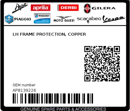 Product image: Aprilia - AP8139226 - LH FRAME PROTECTION, COPPER  0