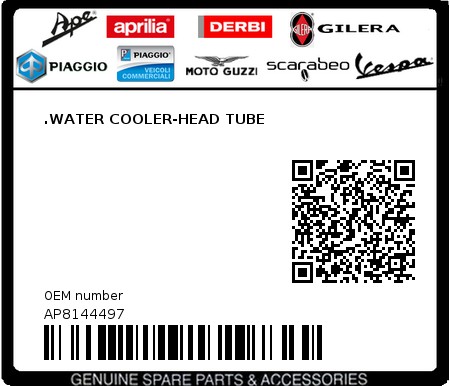 Product image: Aprilia - AP8144497 - .WATER COOLER-HEAD TUBE  0
