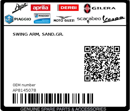 Product image: Aprilia - AP8145078 - SWING ARM, SAND.GR.  0