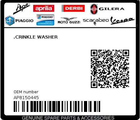 Product image: Aprilia - AP8150445 - .CRINKLE WASHER  0