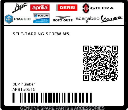 Product image: Aprilia - AP8150515 - SELF-TAPPING SCREW M5  0
