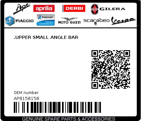 Product image: Aprilia - AP8158158 - .UPPER SMALL ANGLE BAR  0