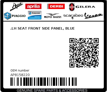 Product image: Aprilia - AP8158220 - .LH SEAT FRONT SIDE PANEL, BLUE  0