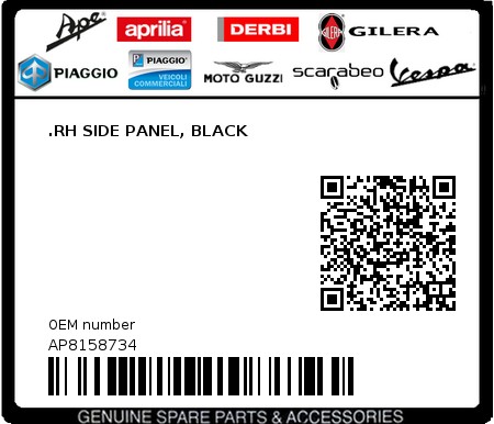 Product image: Aprilia - AP8158734 - .RH SIDE PANEL, BLACK  0