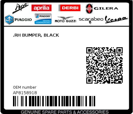 Product image: Aprilia - AP8158918 - .RH BUMPER, BLACK  0