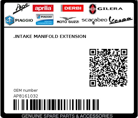 Product image: Aprilia - AP8161032 - .INTAKE MANIFOLD EXTENSION  0