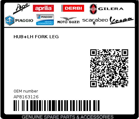 Product image: Aprilia - AP8163126 - HUB+LH FORK LEG  0