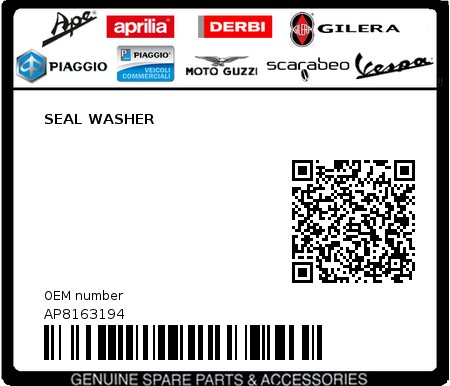 Product image: Aprilia - AP8163194 - SEAL WASHER  0