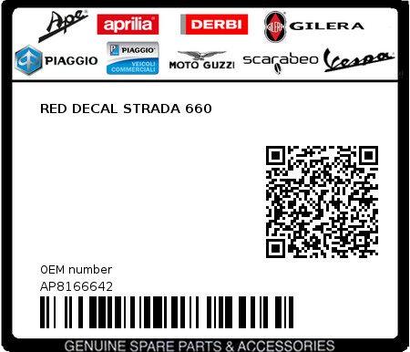 Product image: Aprilia - AP8166642 - RED DECAL STRADA 660  0