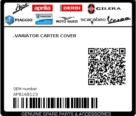 Product image: Aprilia - AP8168123 - .VARIATOR CARTER COVER  0