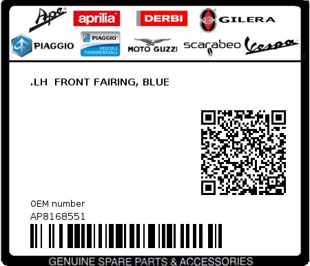 Product image: Aprilia - AP8168551 - .LH  FRONT FAIRING, BLUE  0