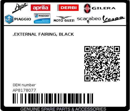 Product image: Aprilia - AP8178077 - .EXTERNAL FAIRING, BLACK  0