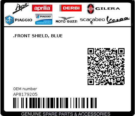 Product image: Aprilia - AP8179205 - .FRONT SHIELD, BLUE  0