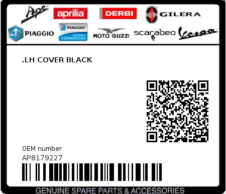 Product image: Aprilia - AP8179227 - .LH COVER BLACK  0