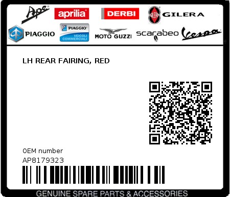 Product image: Aprilia - AP8179323 - LH REAR FAIRING, RED  0