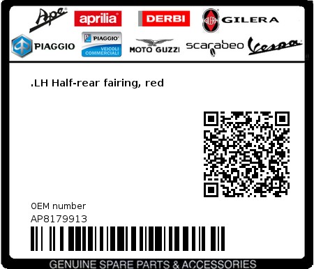 Product image: Aprilia - AP8179913 - .LH Half-rear fairing, red  0