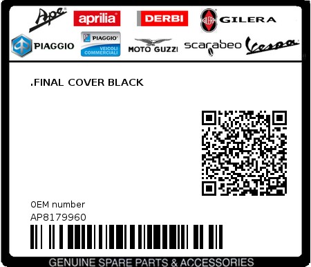 Product image: Aprilia - AP8179960 - .FINAL COVER BLACK  0