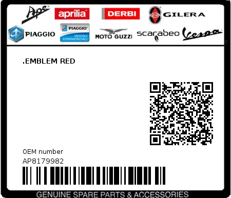 Product image: Aprilia - AP8179982 - .EMBLEM RED  0