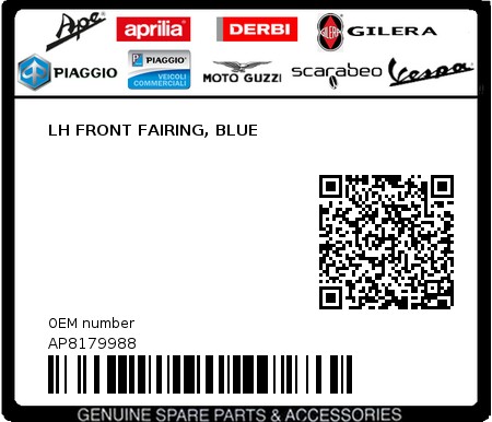 Product image: Aprilia - AP8179988 - LH FRONT FAIRING, BLUE  0