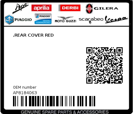 Product image: Aprilia - AP8184063 - .REAR COVER RED  0