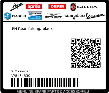 Product image: Aprilia - AP8184330 - .RH Rear fairing, black  0
