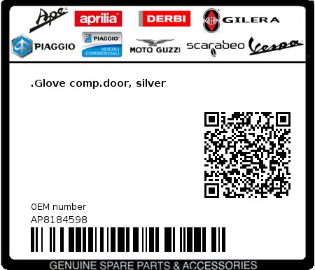 Product image: Aprilia - AP8184598 - .Glove comp.door, silver  0