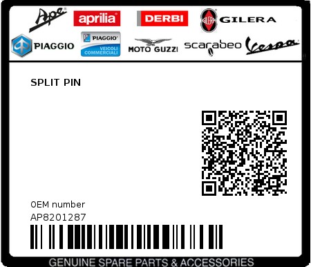 Product image: Aprilia - AP8201287 - SPLIT PIN  0