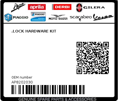 Product image: Aprilia - AP8202030 - .LOCK HARDWARE KIT  0