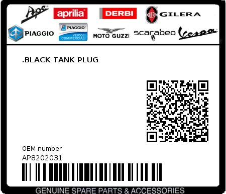 Product image: Aprilia - AP8202031 - .BLACK TANK PLUG  0